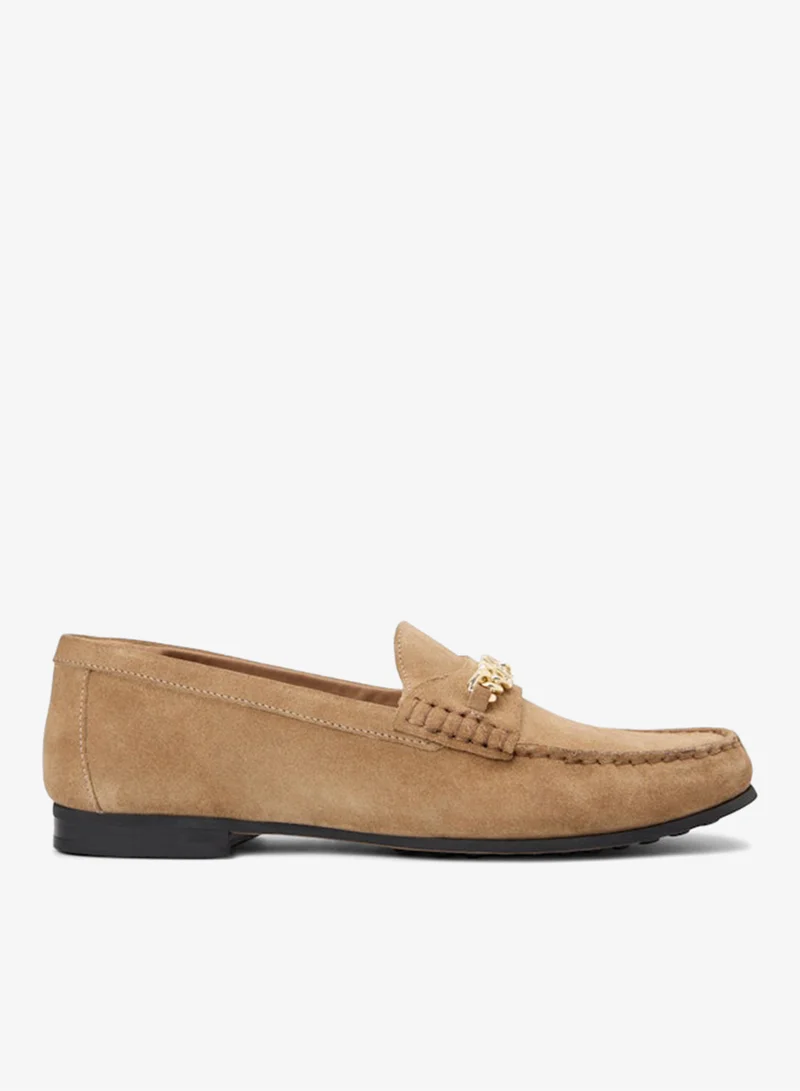 Suede Chain Penny Loafers